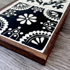 Black and Off-White Mexican Tile Key or Jewelry Hanger