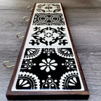 Black and Off-White Mexican Tile Key or Jewelry Hanger