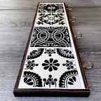 Black and Off-White Mexican Tile Key or Jewelry Hanger