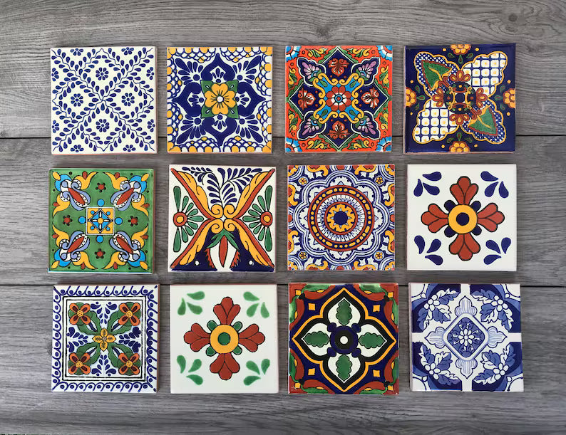 Choose Your Own Set of 4 Mexican Tile Coasters - Mix And Match