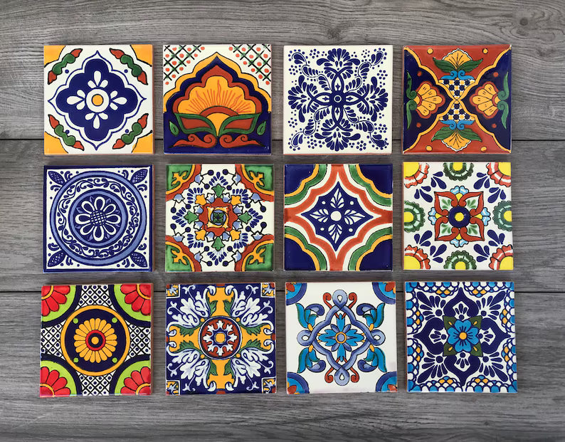 Choose Your Own Set of 4 Mexican Tile Coasters - Mix And Match