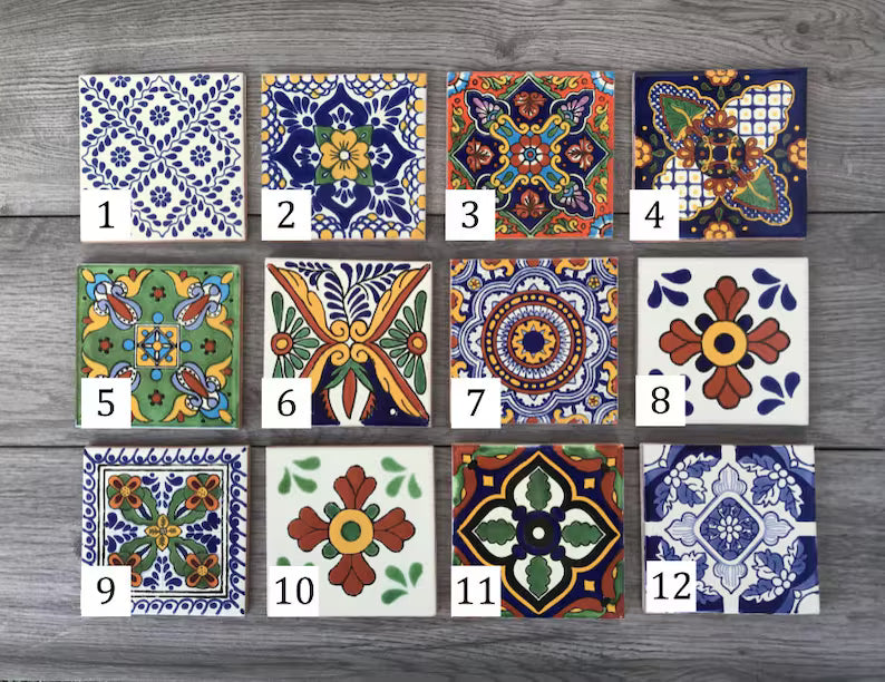 Choose Your Own Set of 4 Mexican Tile Coasters - Mix And Match