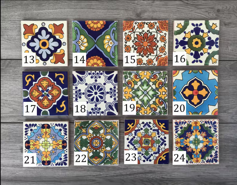 Choose Your Own Set of 4 Mexican Tile Coasters - Mix And Match