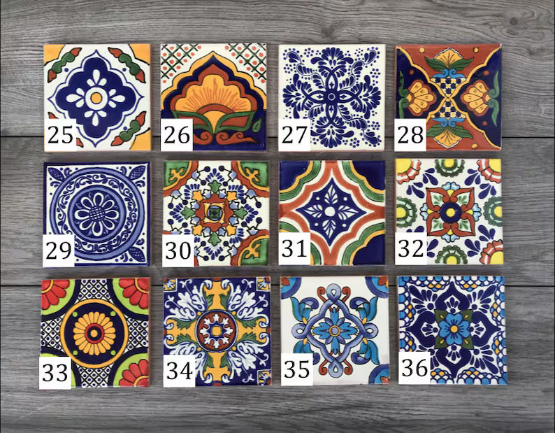 Choose Your Own Set of 4 Mexican Tile Coasters - Mix And Match