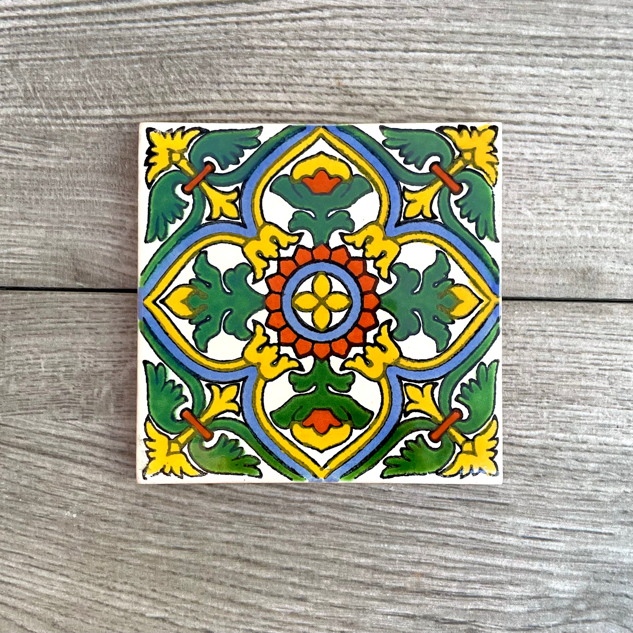 Mixed Set of 4 Mexican Talavera Tile Coasters