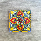 Mixed Set of 4 Mexican Talavera Tile Coasters