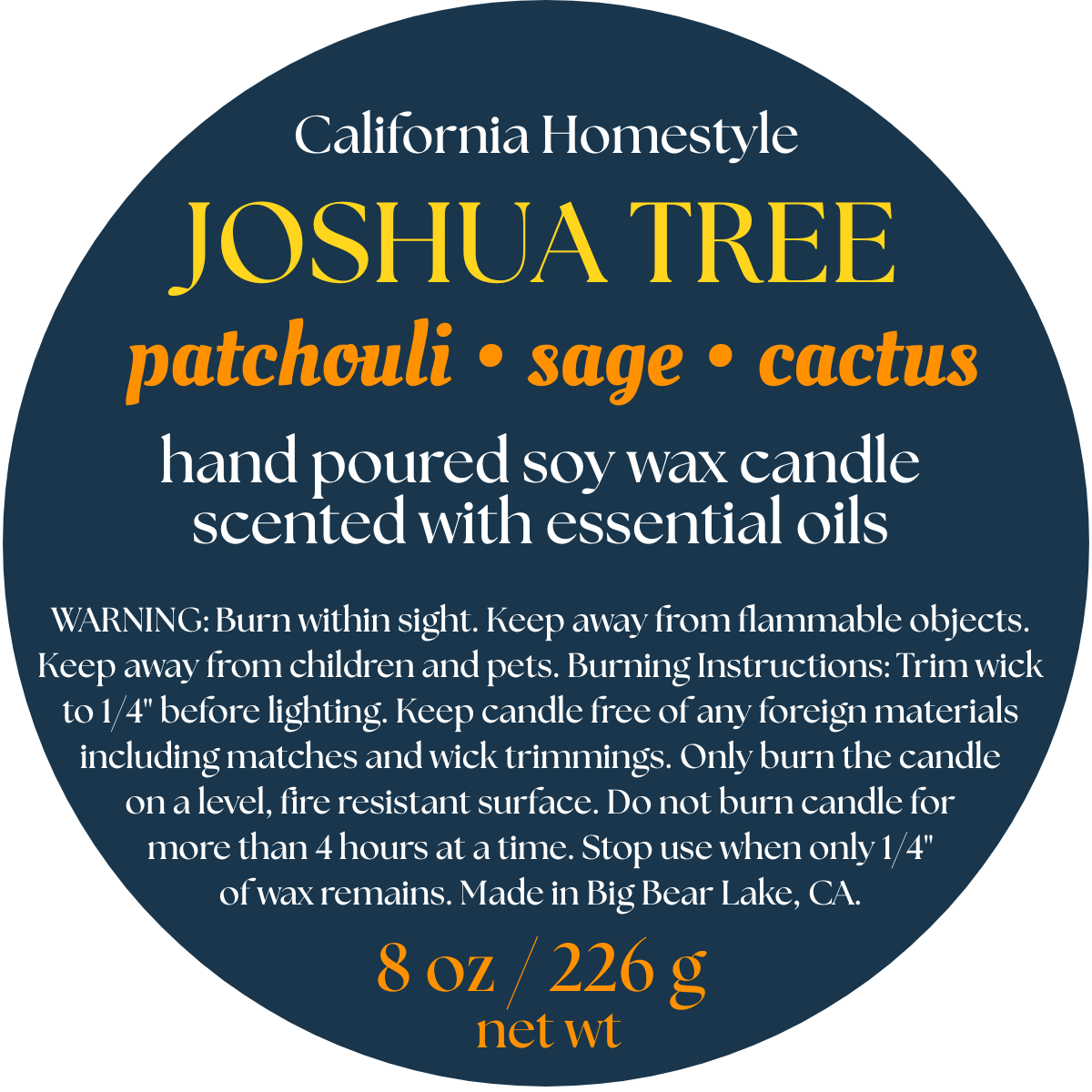 Joshua Tree Scented Soy Wax Candle