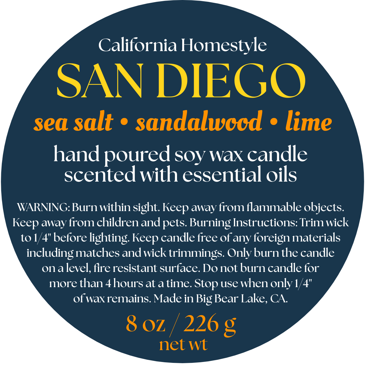 San Diego Scented Soy Wax Candle