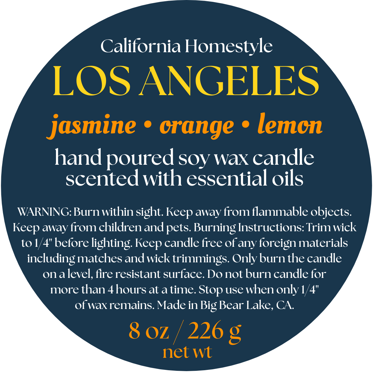 Los Angeles Scented Soy Wax Candle