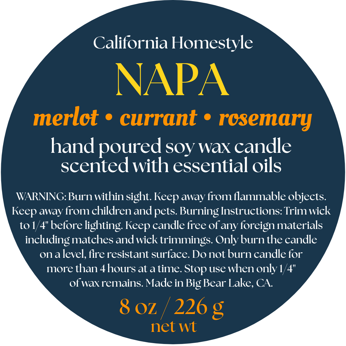 Napa Scented Soy Wax Candle