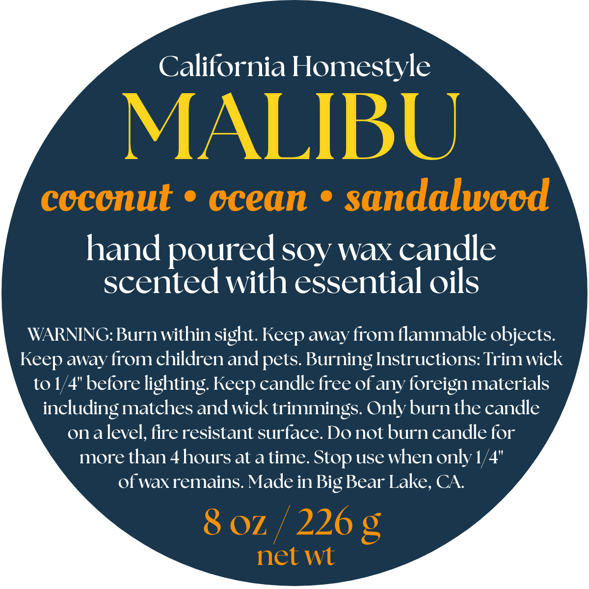 Malibu Scented Soy Wax Candle