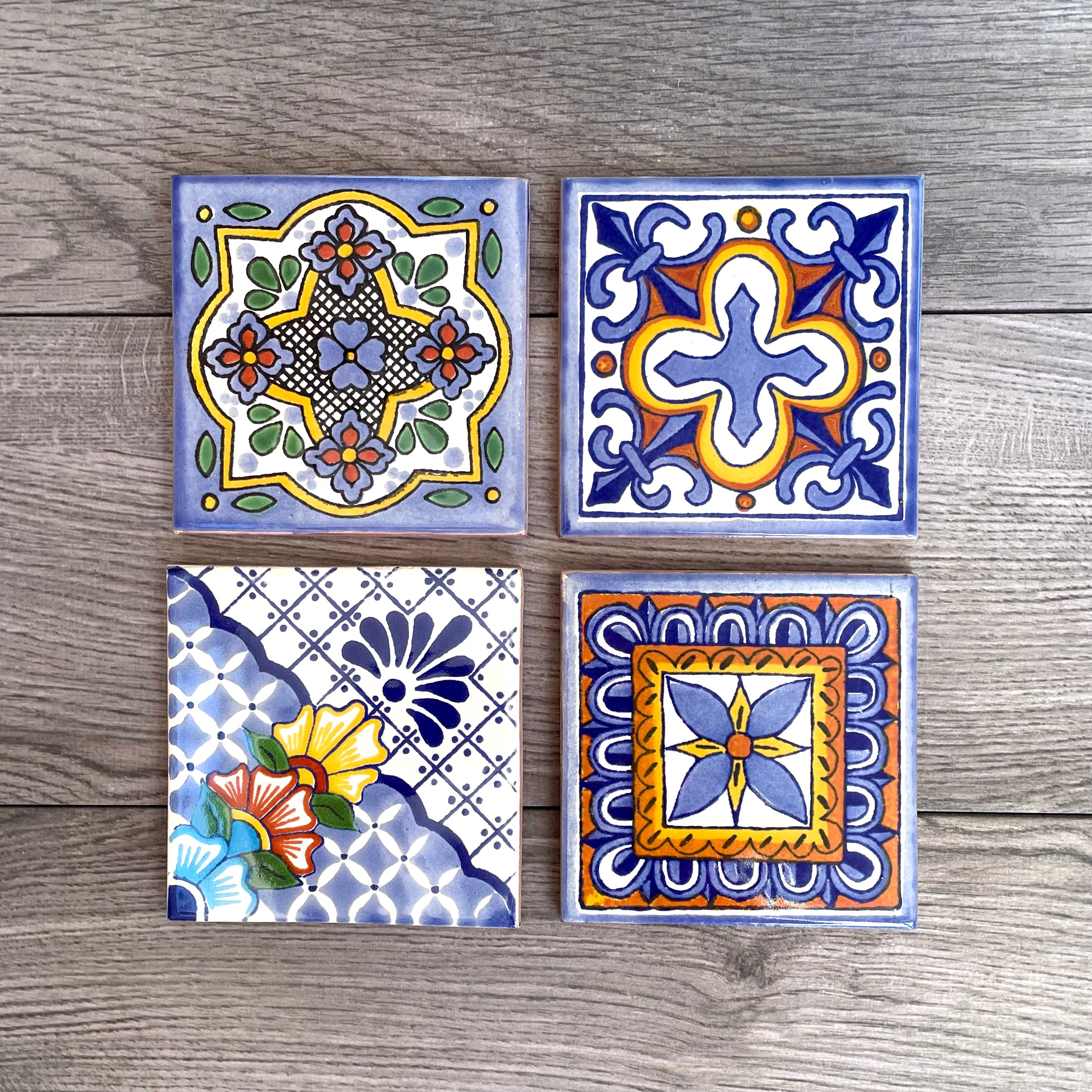 Mixed Set of 4 Mexican Tile Coasters