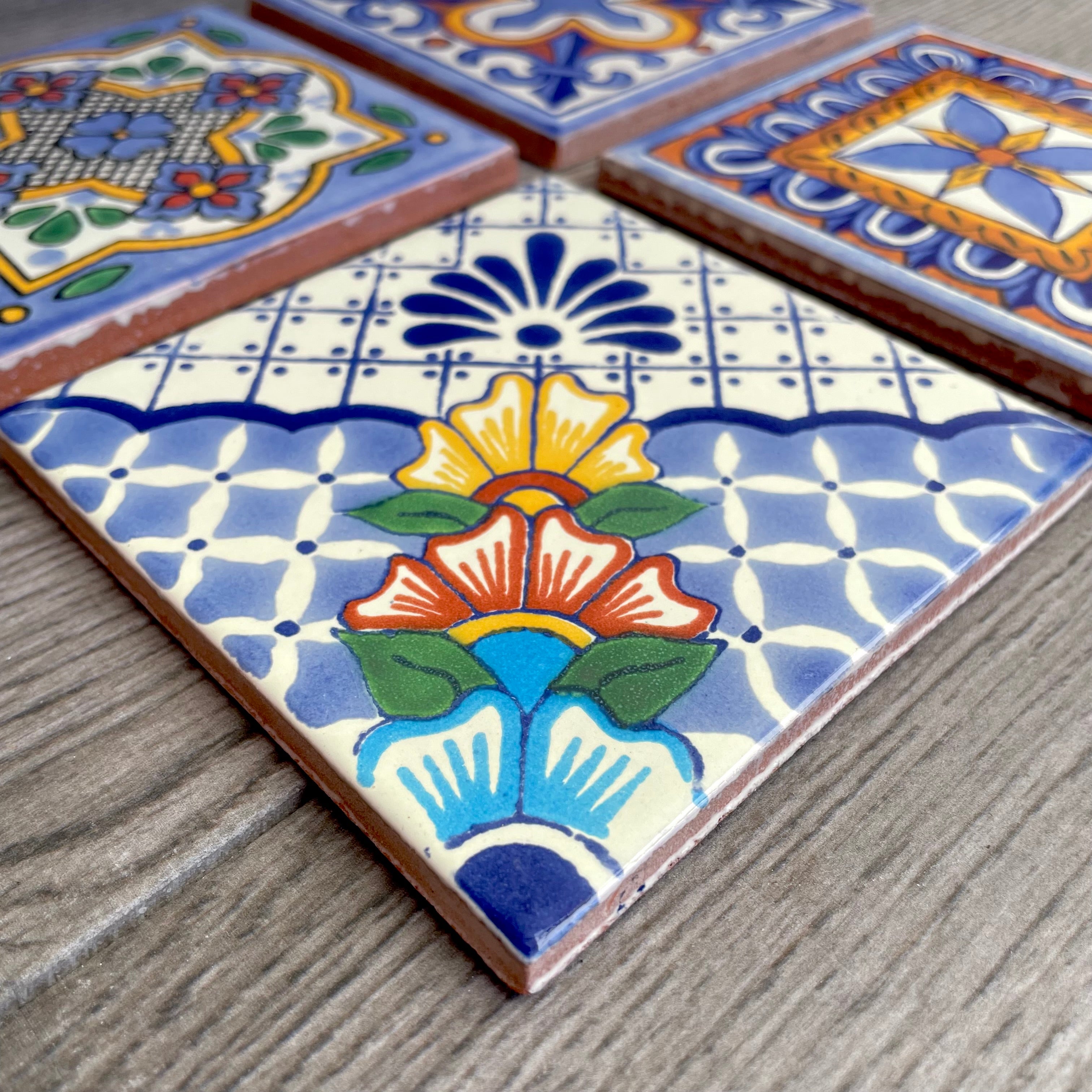 Mixed Set of 4 Mexican Tile Coasters