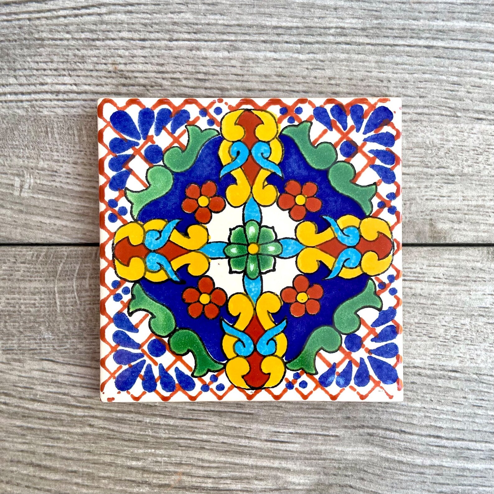 Mixed Set of 4 Mexican Tile Coasters