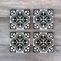 Black and Off-White "Miranda" Mexican Tile Coasters