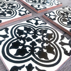 Black and Off-White "Miranda" Mexican Tile Coasters