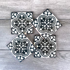 Black and Off-White "Miranda" Mexican Tile Coasters