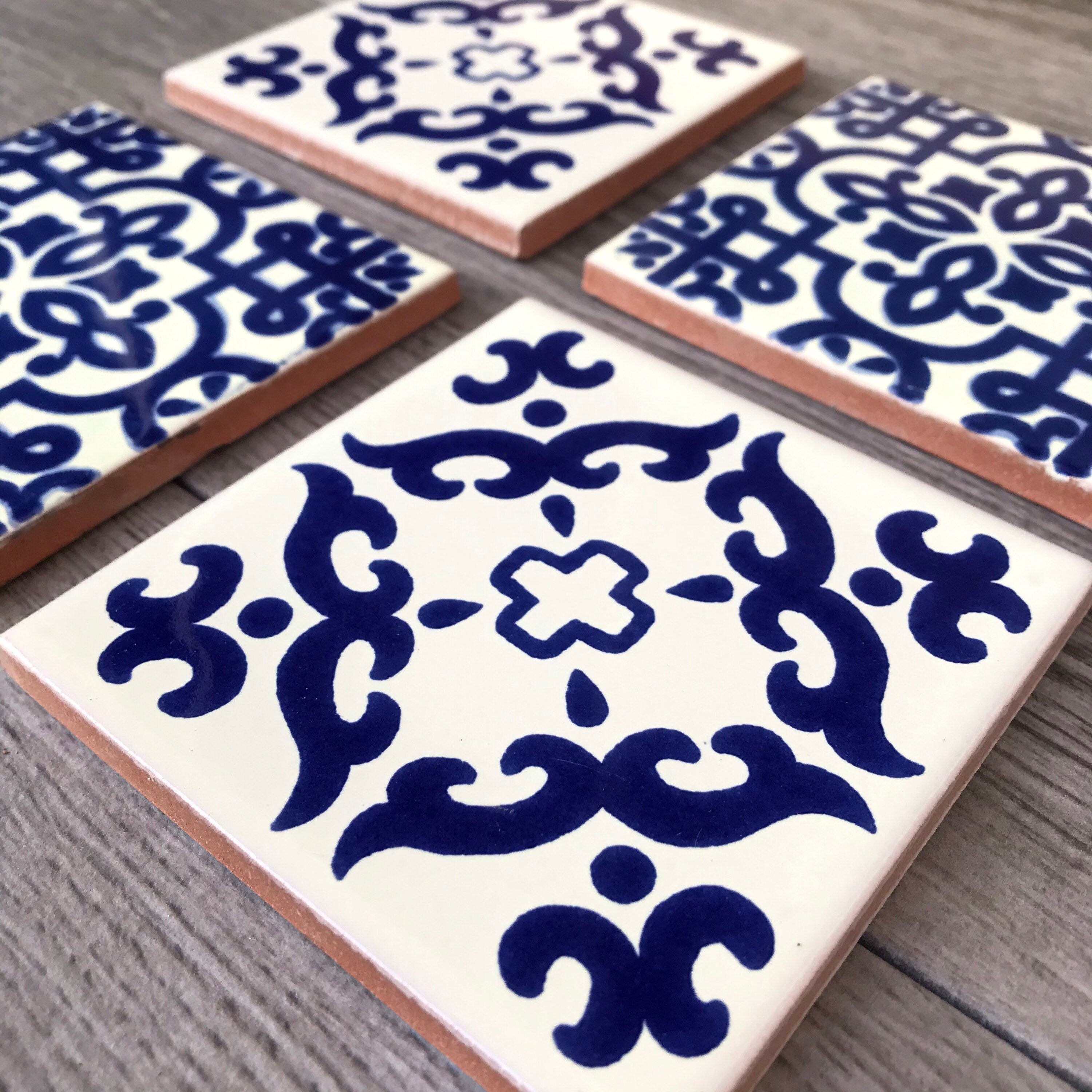 Mixed Set of 4 Mexican Tile Coasters