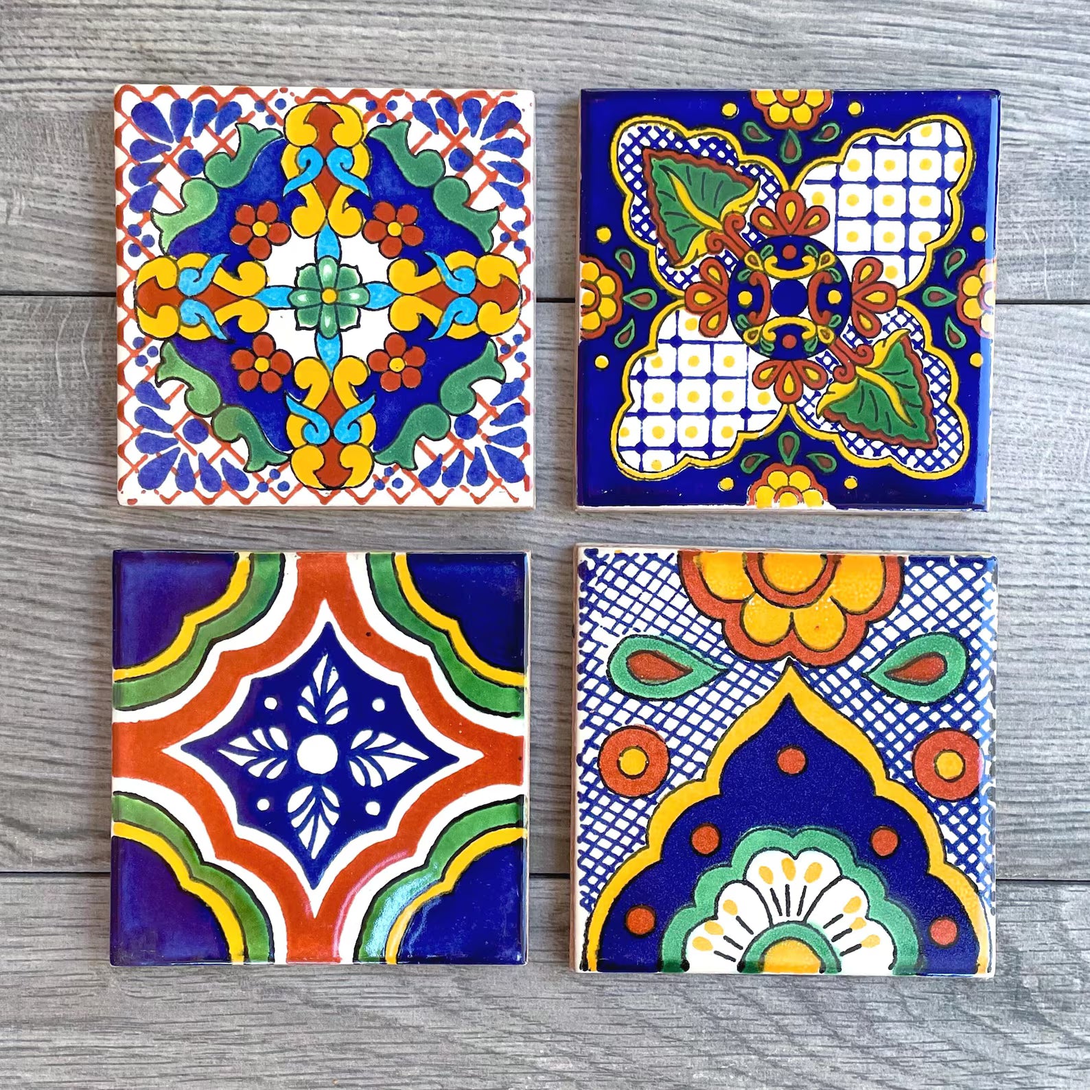 Mixed Set of 4 Mexican Tile Coasters