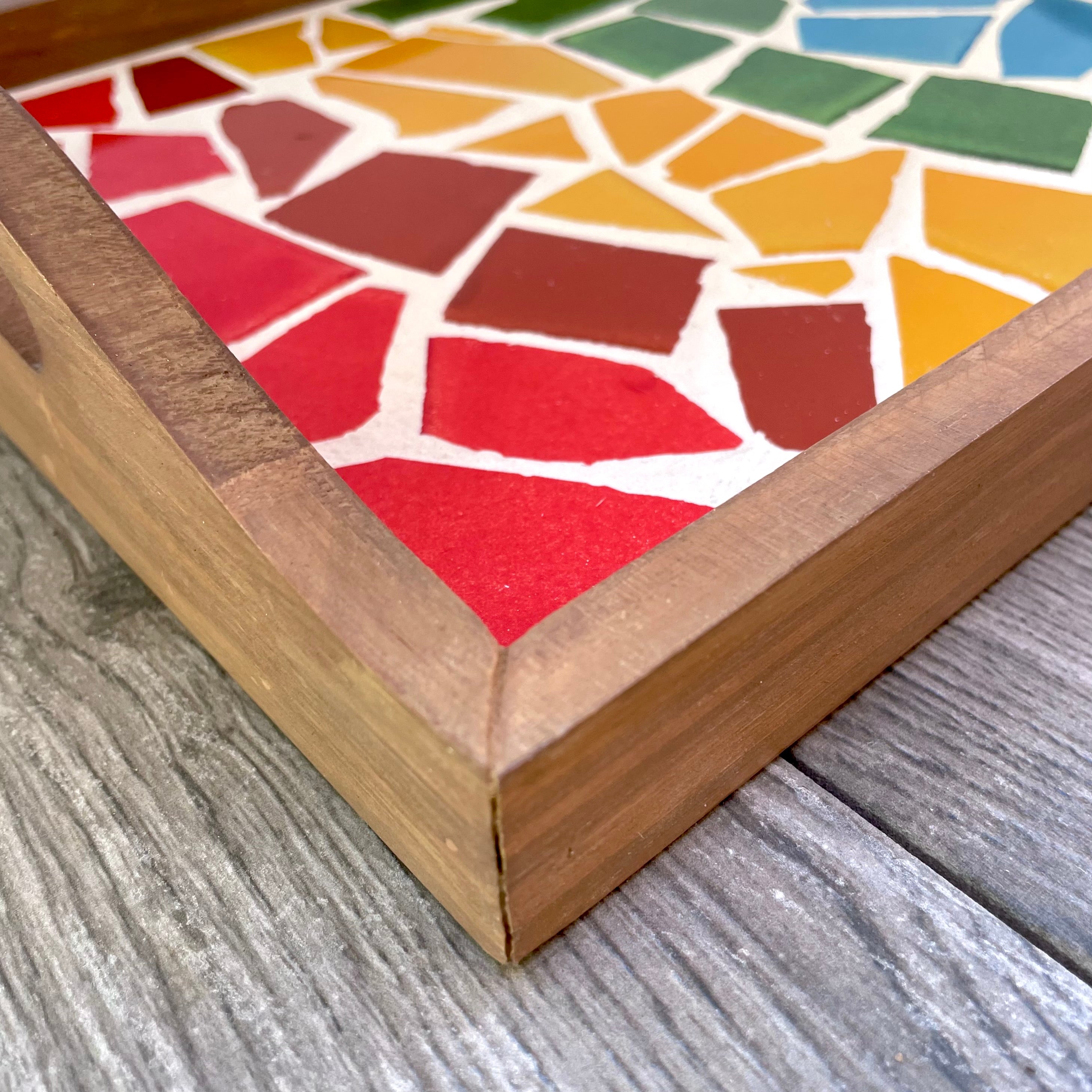 Rainbow Mexican Talavera Tile Mosaic Tray