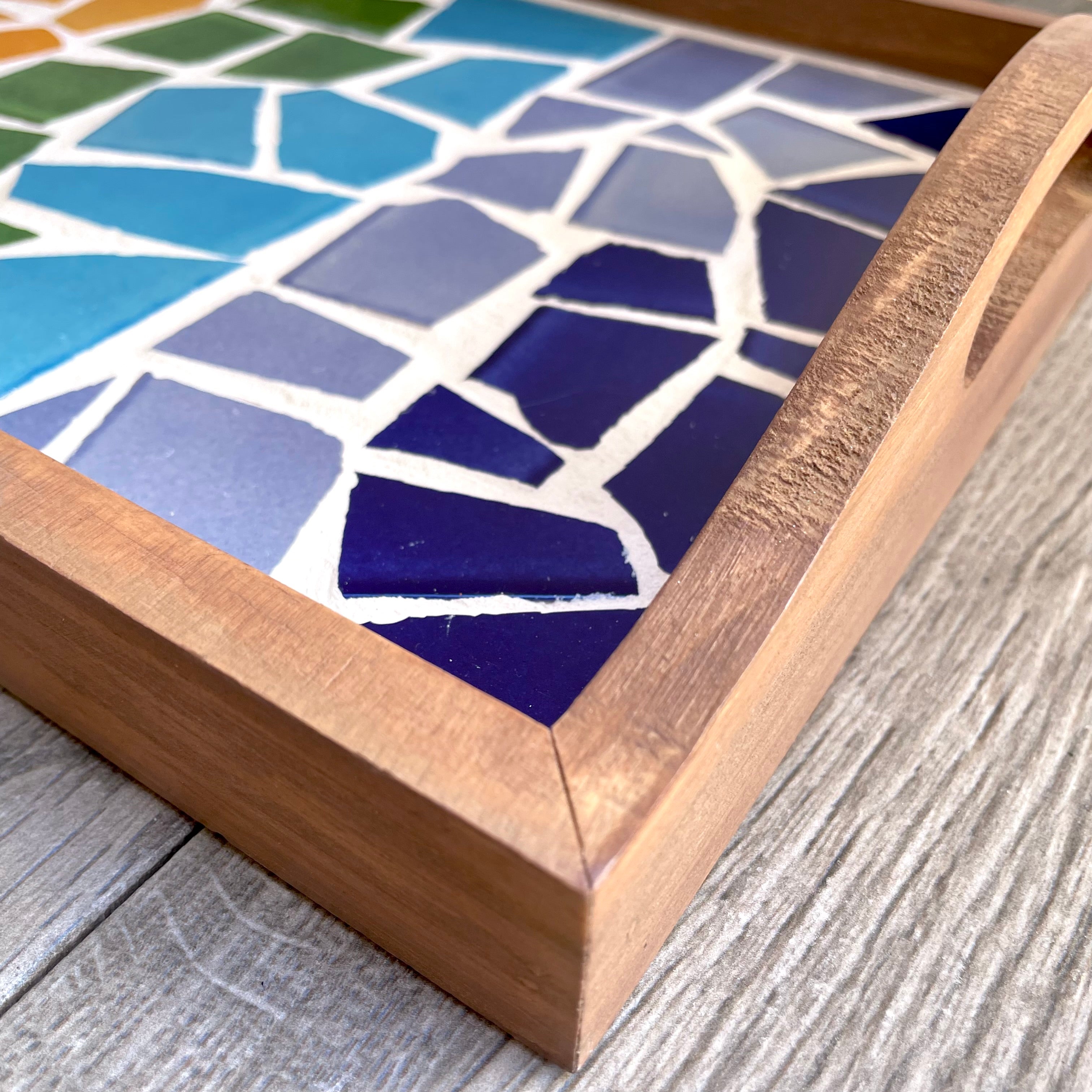 Rainbow Mexican Talavera Tile Mosaic Tray
