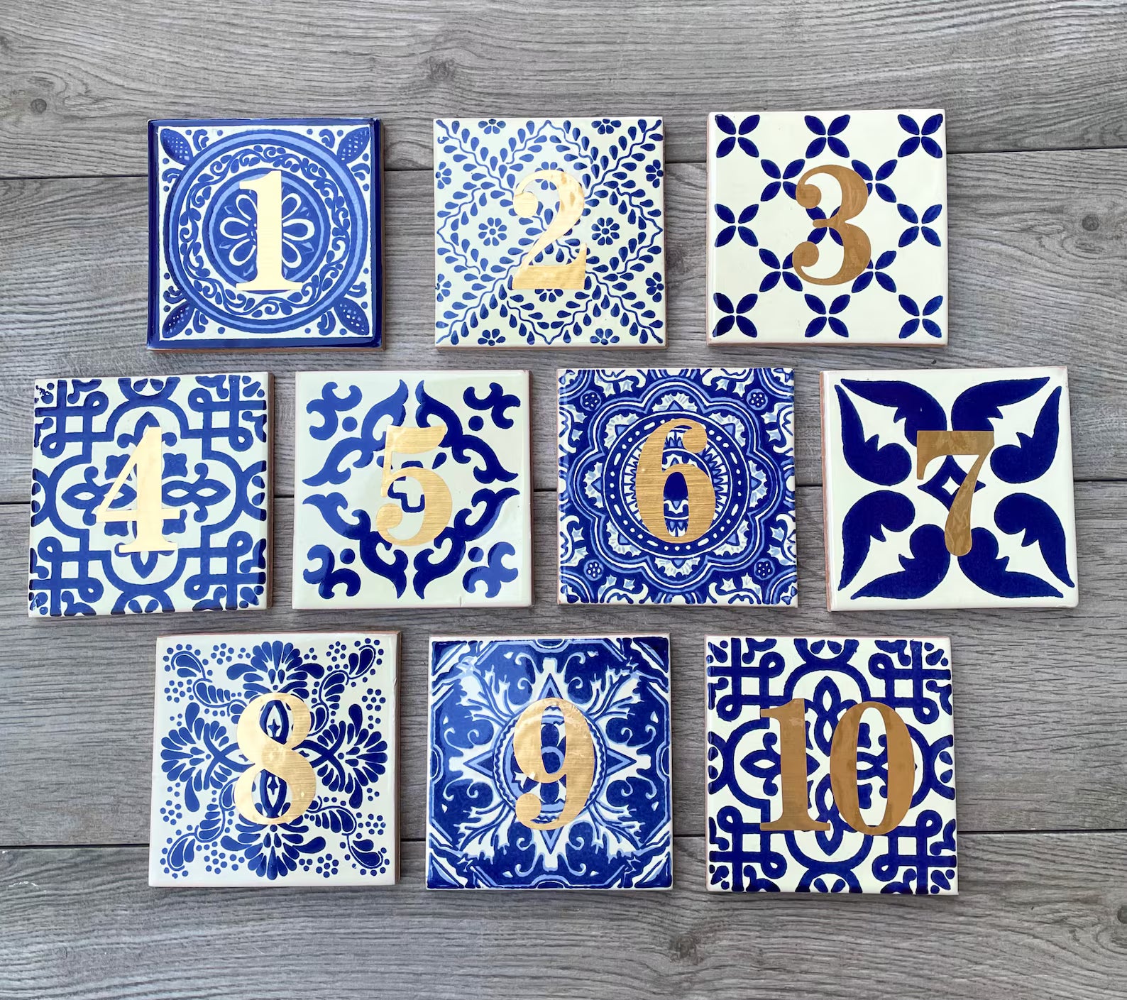 4" Mexican Talavera Tile Wedding Table Numbers