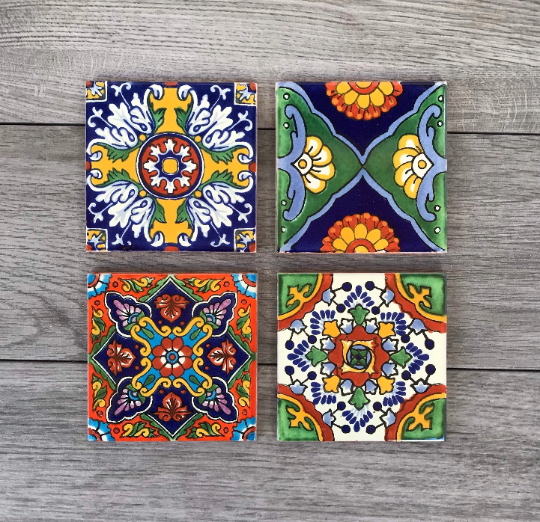 Choose Your Own Set of 4 Mexican Tile Coasters - Mix And Match