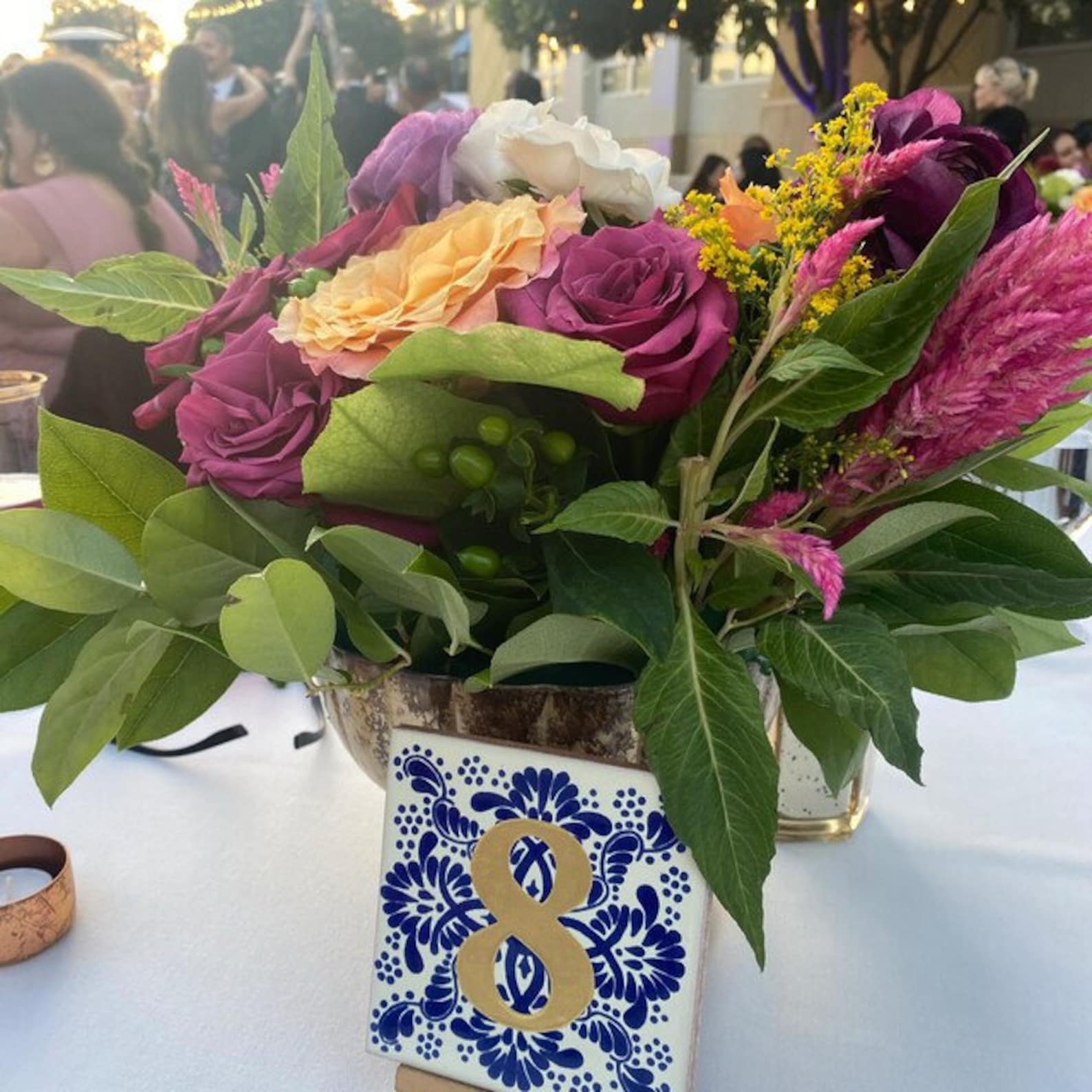 4" Mexican Talavera Tile Wedding Table Numbers