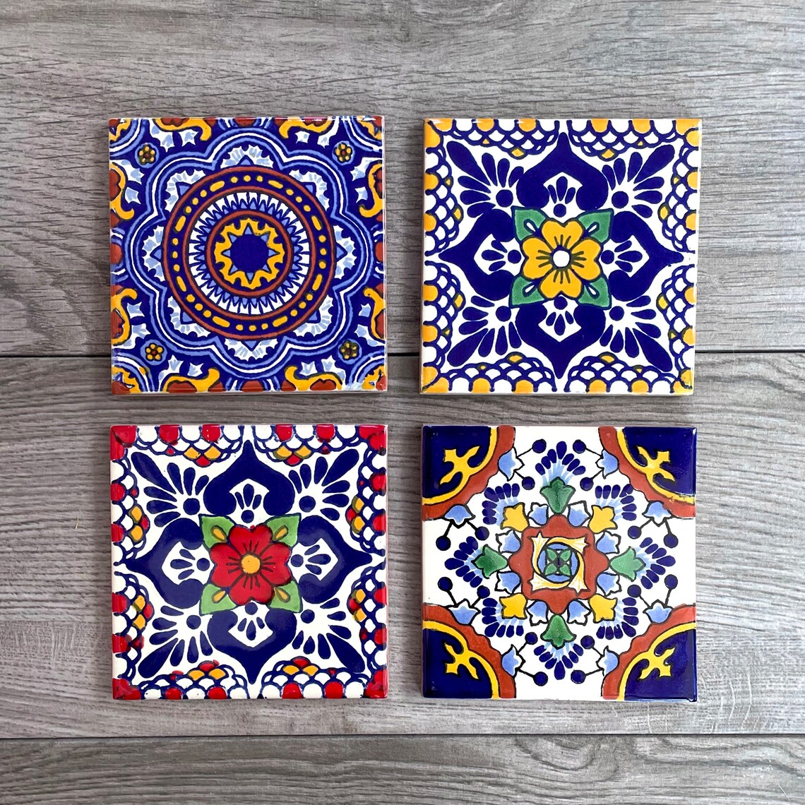 Mixed Set of 4 Mexican Tile Coasters