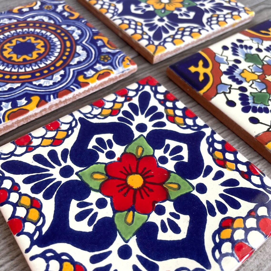 Mixed Set of 4 Mexican Tile Coasters