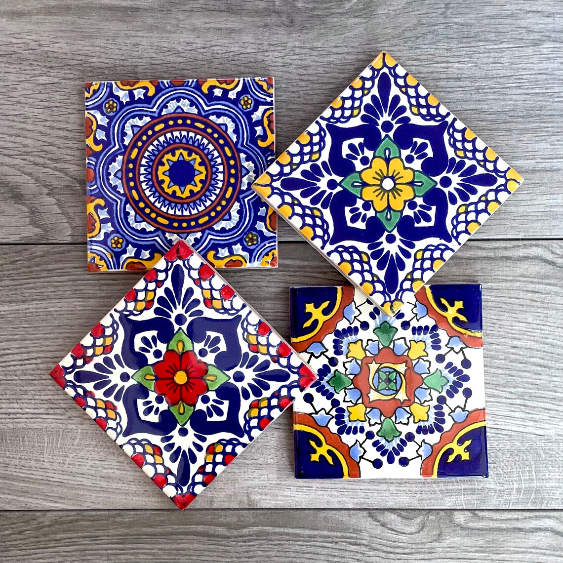 Mixed Set of 4 Mexican Tile Coasters
