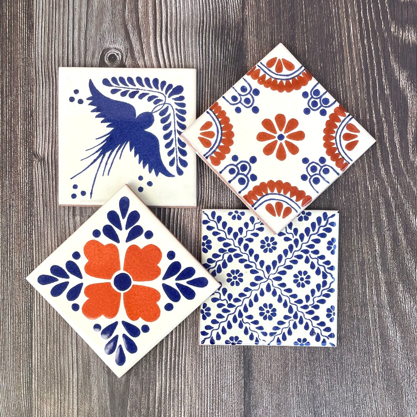 Mixed Set of 4 Mexican Tile Coasters